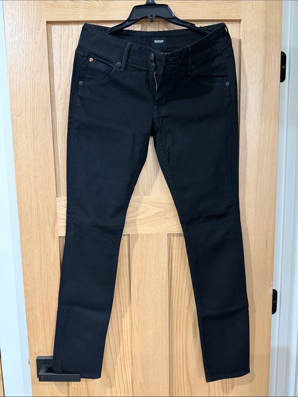 HUDSON Black High-Rise Jeans with Double Button Zip Fly